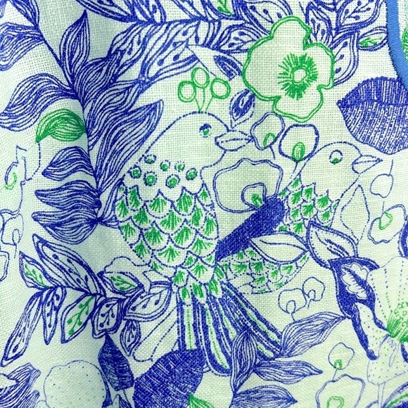 Vineyard Vines Cordia Floral Dress Blue Green Embroidered Size 10 Cotton Linen - Picture 14 of 16